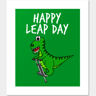 Happy Leap Day T-Rex Dinosaur 29 Feb 2024 Posters and Art